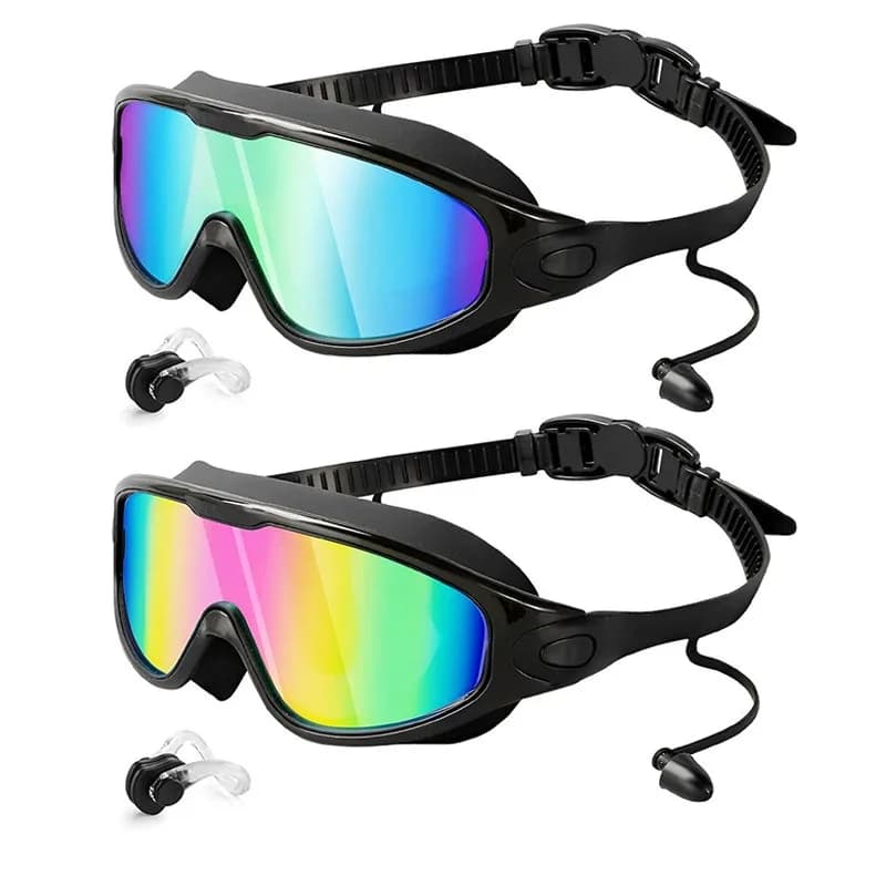 Occhialini da nuoto per adulti Tappi per le orecchie monopezzo elettrici impermeabili e antiappannamento Ampio campo visivo unisex