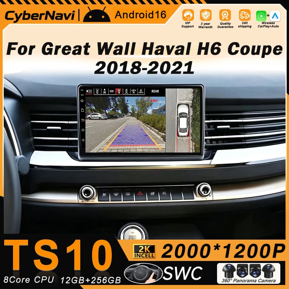 Autoradio Android Auto per Great Wall Haval H6 Coupe 2018-2021, Stereo Carplay, Unità Principale Multimediale, Senza Lettore DVD 2din, Bluetooth