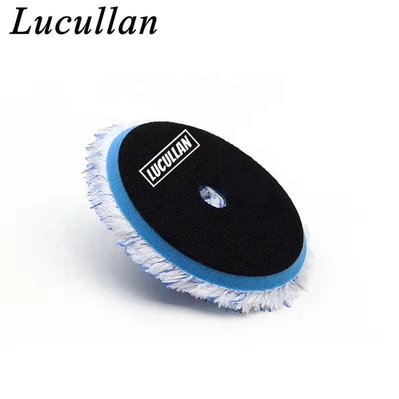 Lucullan 130mm Backer Spugna per rimozione cera in microfibra Cuscinetto in schiuma di finitura DA con gancio e anello neri