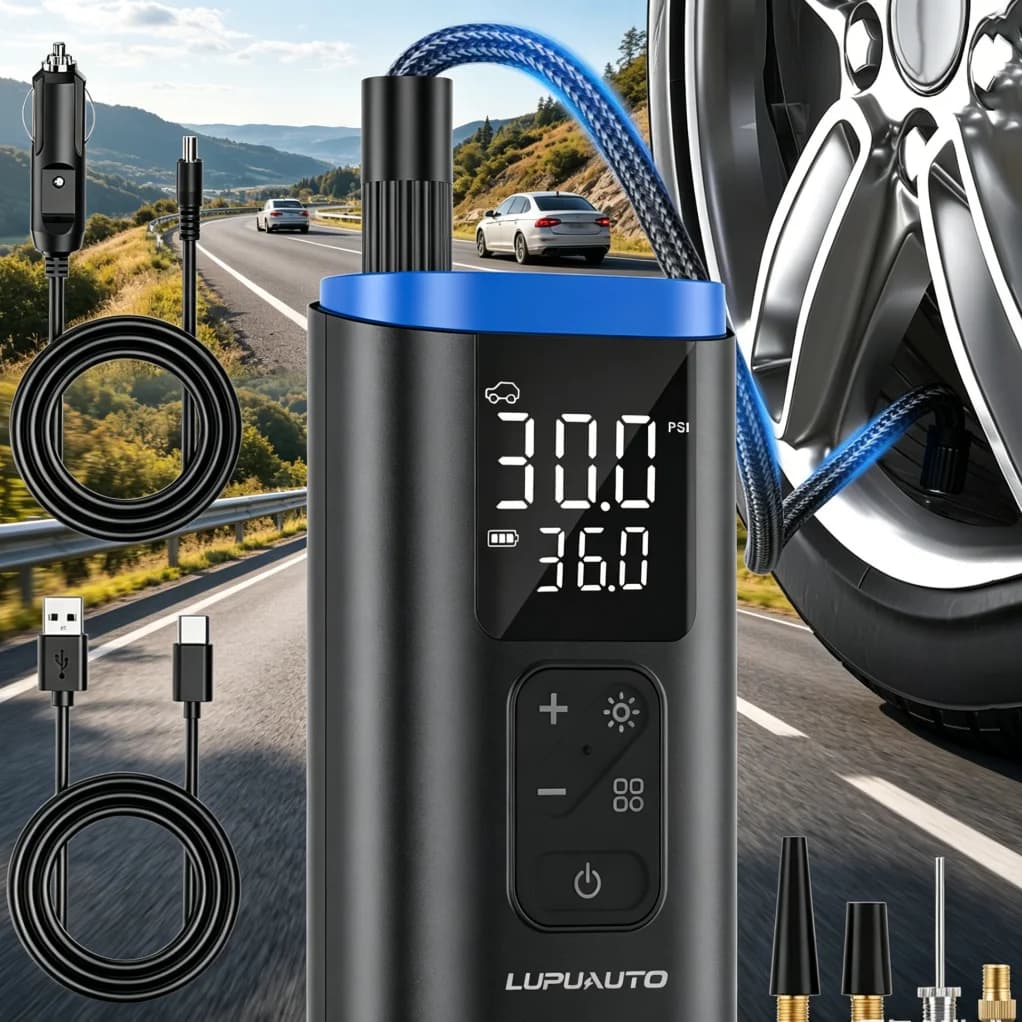 Compressore d'Aria per Auto a Gonfiaggio Rapido 12V 160PSI, Pompa Elettrica Portatile Wireless per Gonfiaggio Pneumatici di Moto, Biciclette, Auto e Palloni