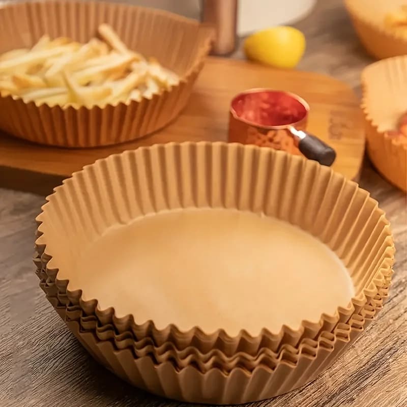 Reusable sheets for air fryer 50/100 pieces, silicone non-stick mats with grooved edges, safe baking sheets for oven and microwave