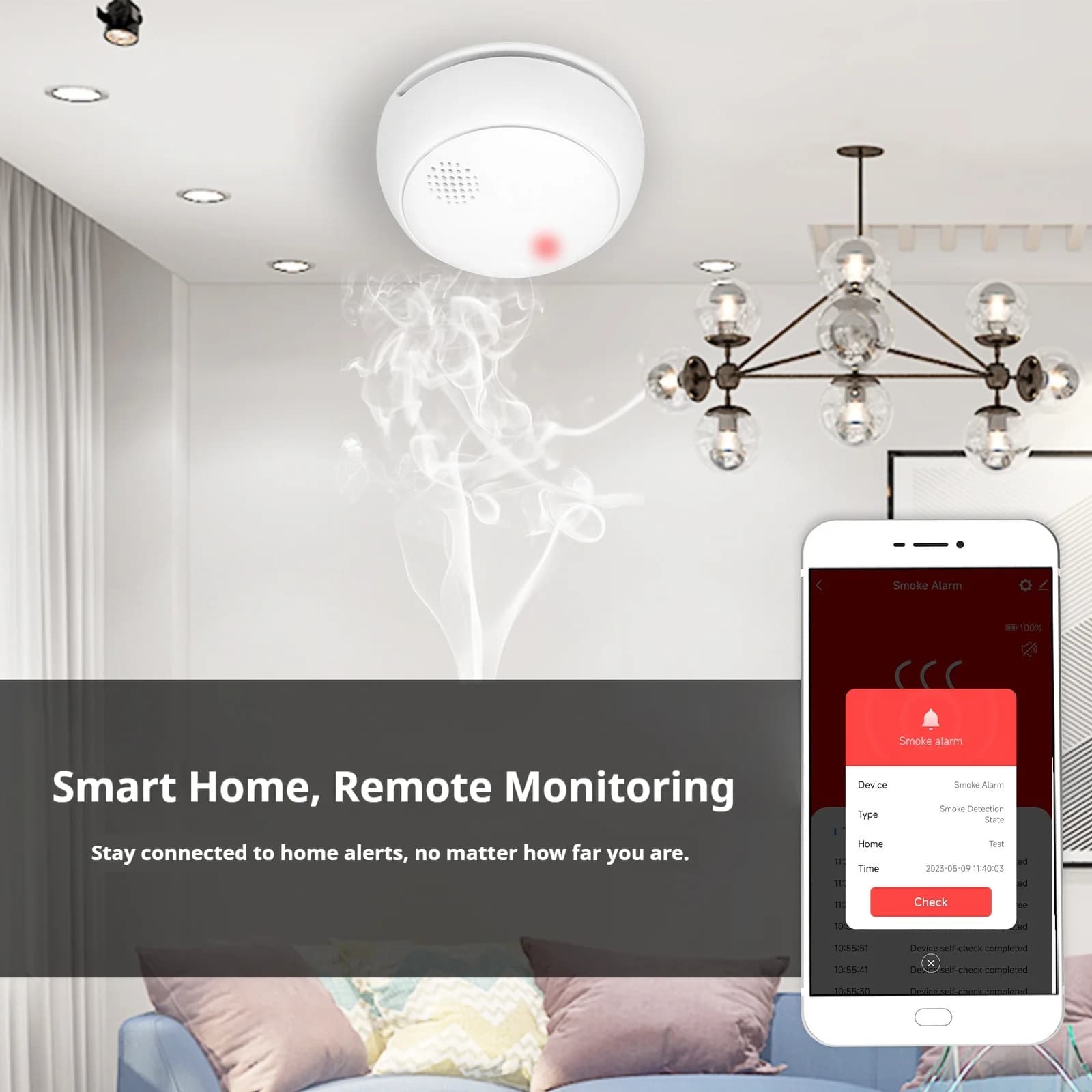 Sensore di fumo intelligente con hub Tuya ZigBee – Allarme rilevamento incendi di sicurezza domestica