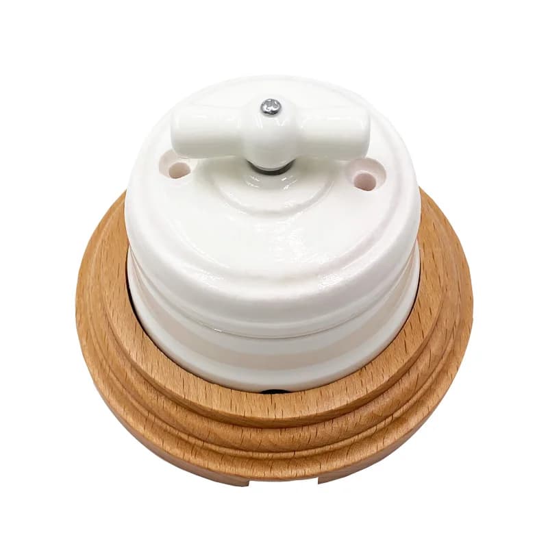 Interruttore in ceramica retrò Presa UE Base in legno Accessori per interruttori di colore legno primario marrone Diametro foro 71 mm