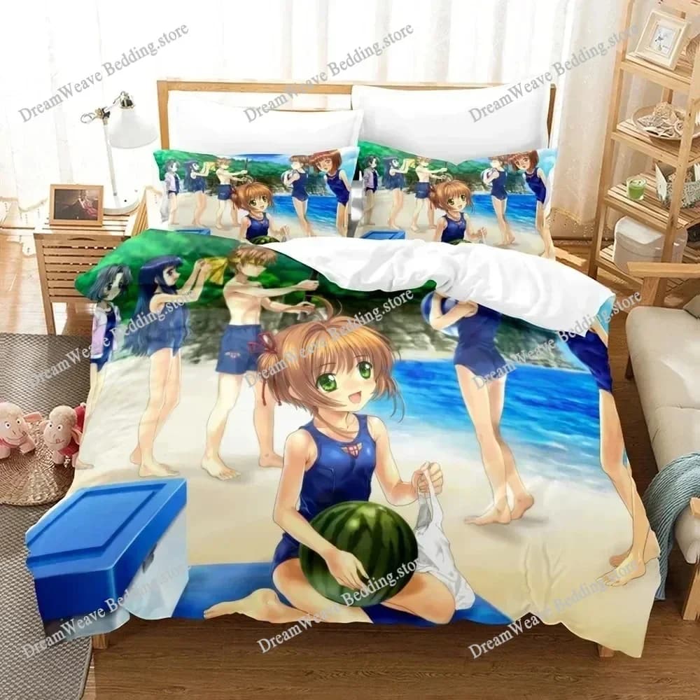 Set di Biancheria da Letto Stampato in 3D con Motivo Anime Card Captor Sakura, Copripiumino per Camera da Letto, Piumino Singolo, Matrimoniale, King Size, Coperta, Tessili per la Casa 96