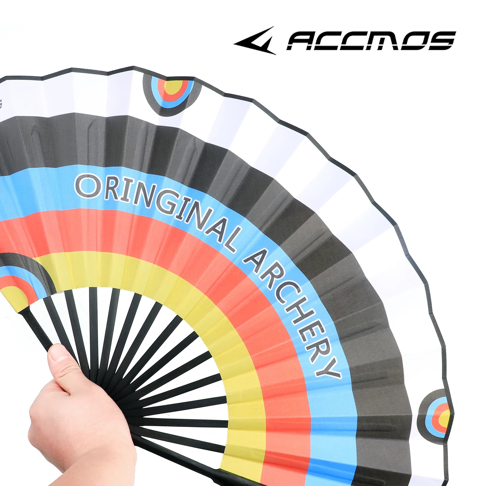 Ventaglio Pieghevole ACCMOS per Tiro con l'Arco, Ventaglio Portatile da 33 cm con Stampa Bersaglio per Eventi Sportivi all'Aperto, Leggero e Pieghevole