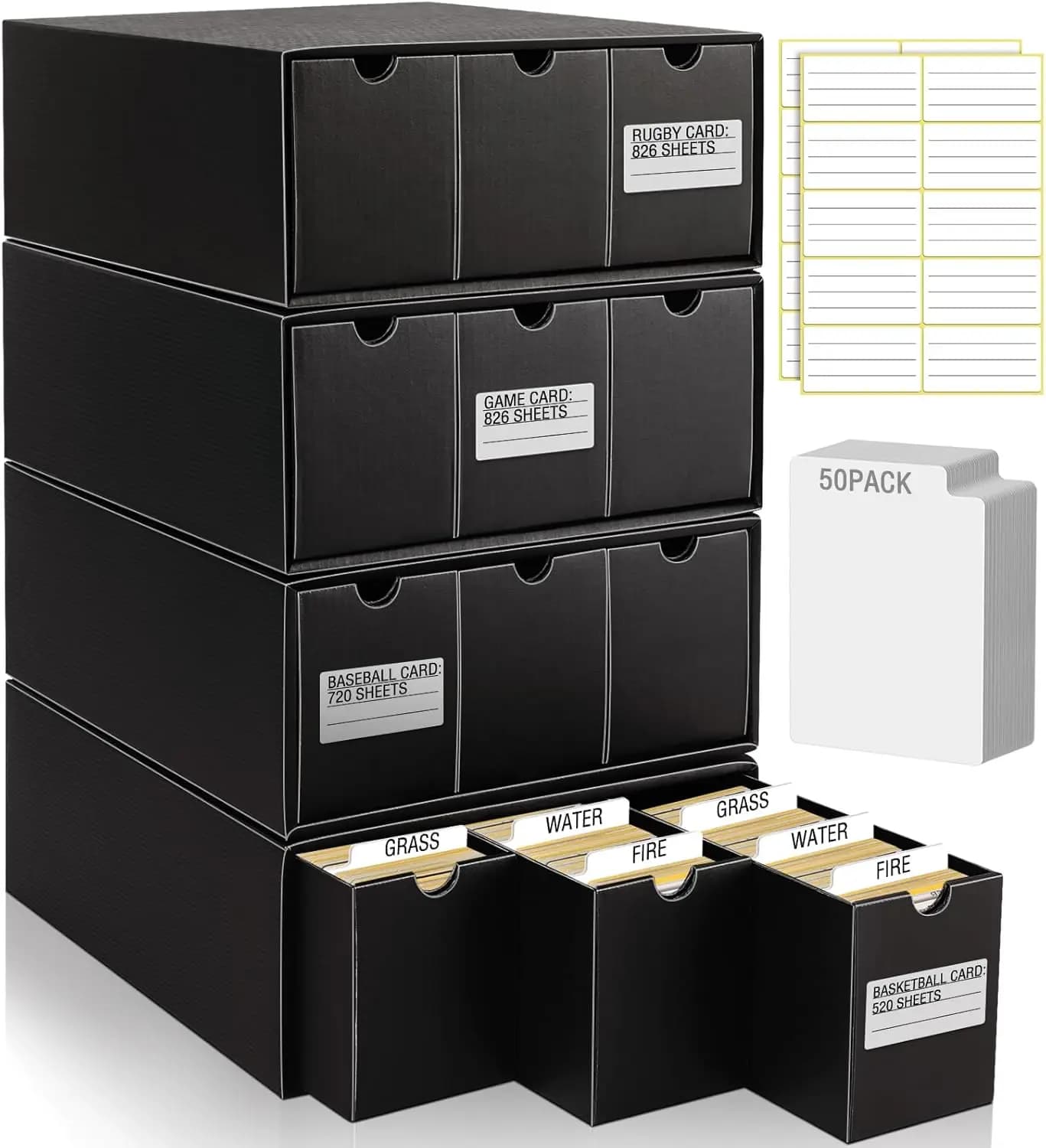 Scatola Porta Carte Collezionabili da 8000+ con 50 Divisori, Compatibile con Carte da Baseball, Football e Altri Sport