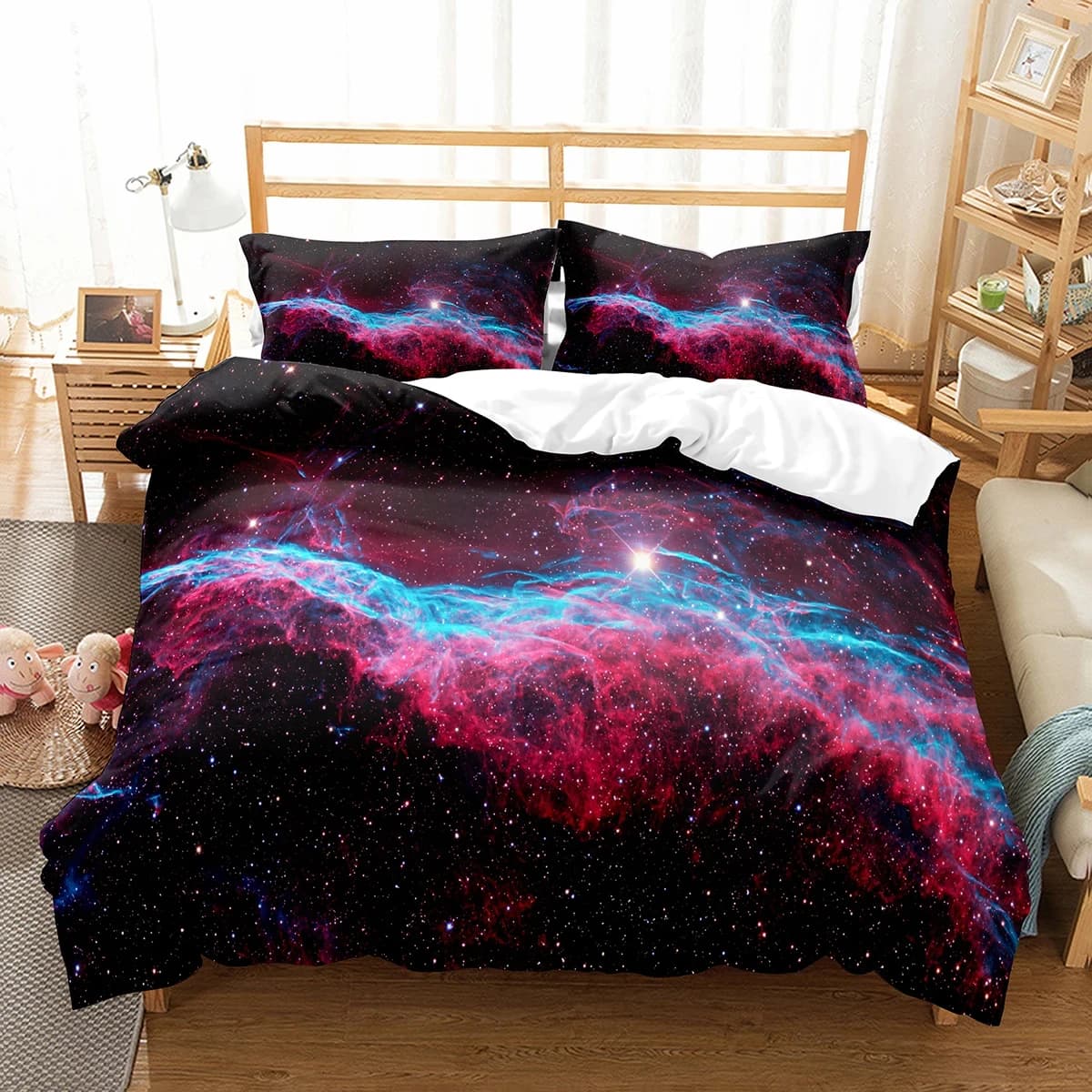 Set copripiumino Galaxy Copripiumino cielo stellato Set biancheria da letto a tema spazio esterno Universer Singolo Twin Queen Size per ragazzi adolescenti