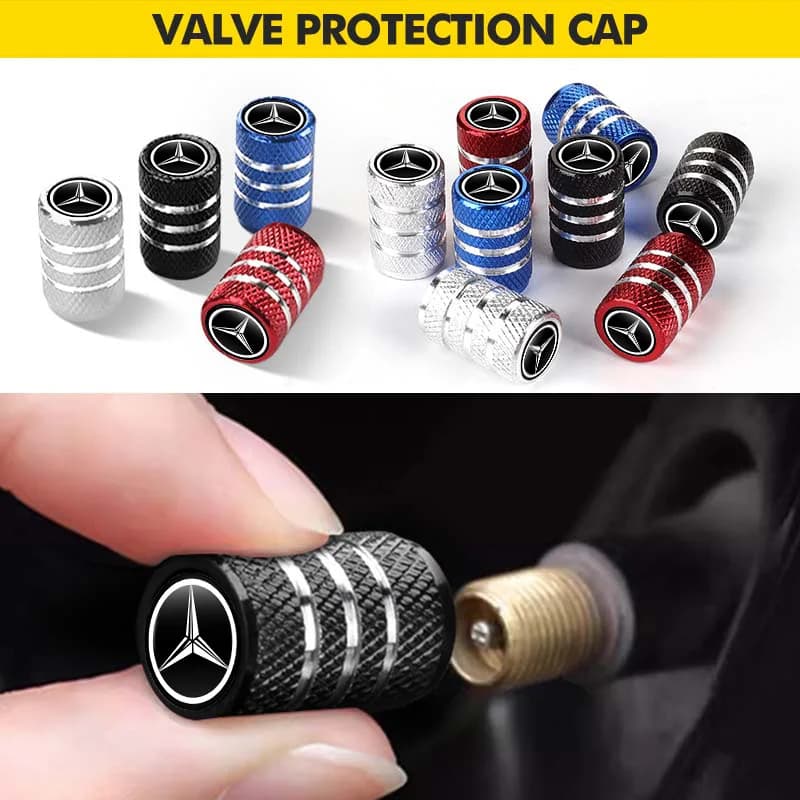 4pcs Metal Car Wheel Tire Valve Stem Cover Decoration Accessories For Mercedes Benz W202 W212 W126 W140 W168 W177 CLS GLE GLC