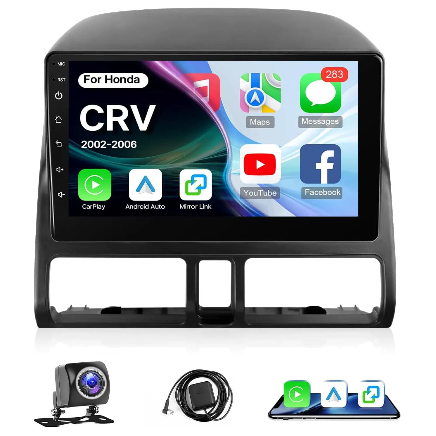 Autoradio 4+64G per Honda CRV 2002 2003 2004 2005 2006 con Apple CarPlay wireless e Android Auto, schermo touch da 9 pollici
