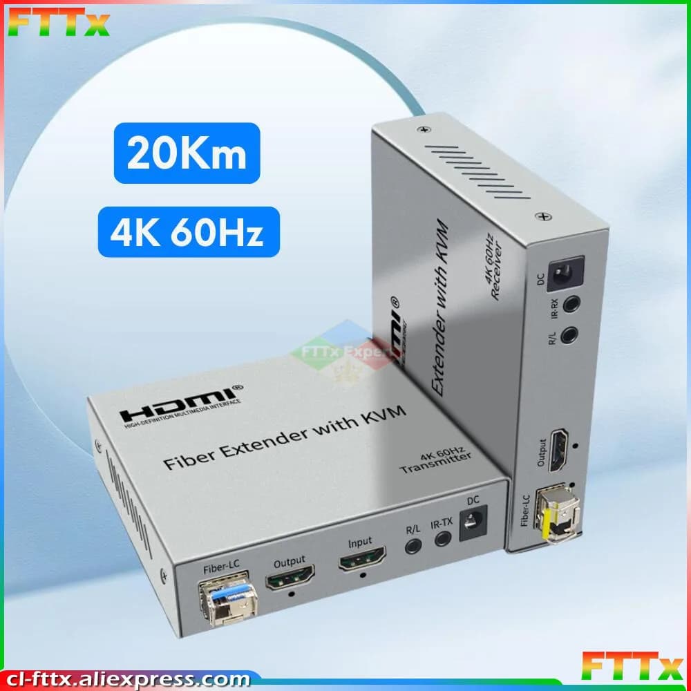 HDMI fiber extender KVM 4K 60Hz 20Km on fiber cable LC Transmitter from HDMI to fiber optic Extensor video Keyboard Support Mouse