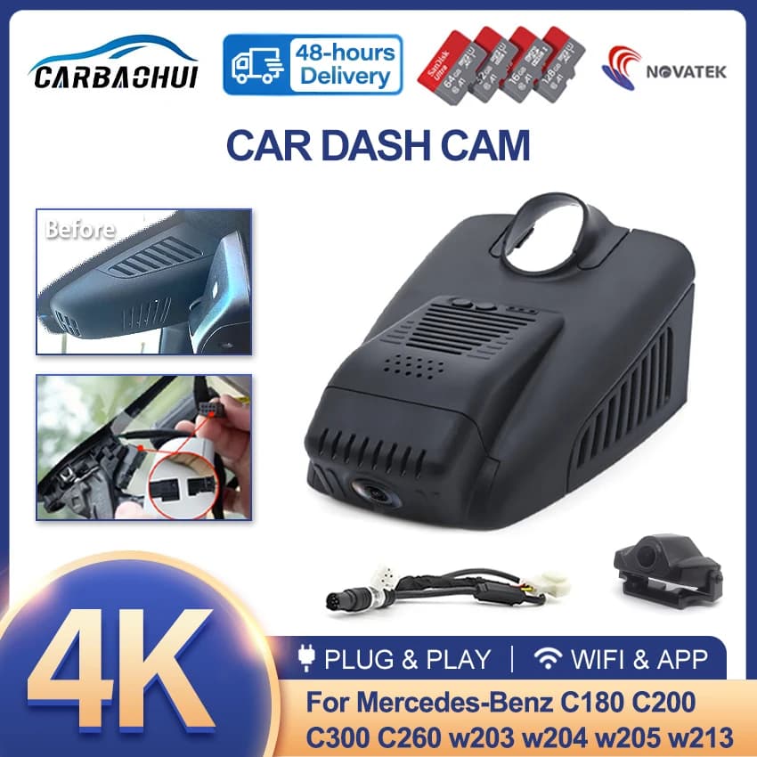 4K HD 2160P Plug and play Car recorder Dash Cam Camera for Mercedes Benz C180 C200 c300 C260 w204 w205 w213 2013 ~ 2022