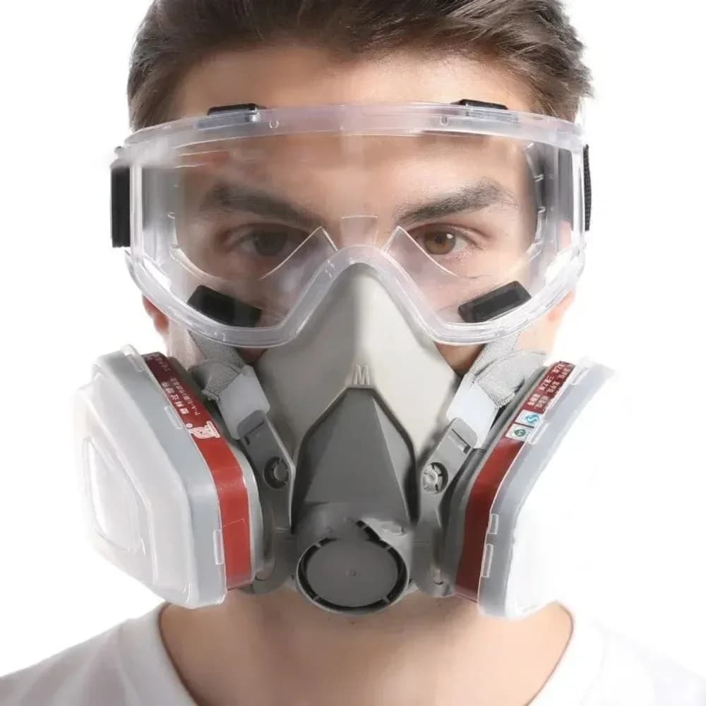 Maschera antigas riutilizzabile per mezza faccia con respiratore originale 6200 con occhiali con filtro in cotone per la verniciatura a spruzzo, lucidatura, sicurezza sul lavoro
