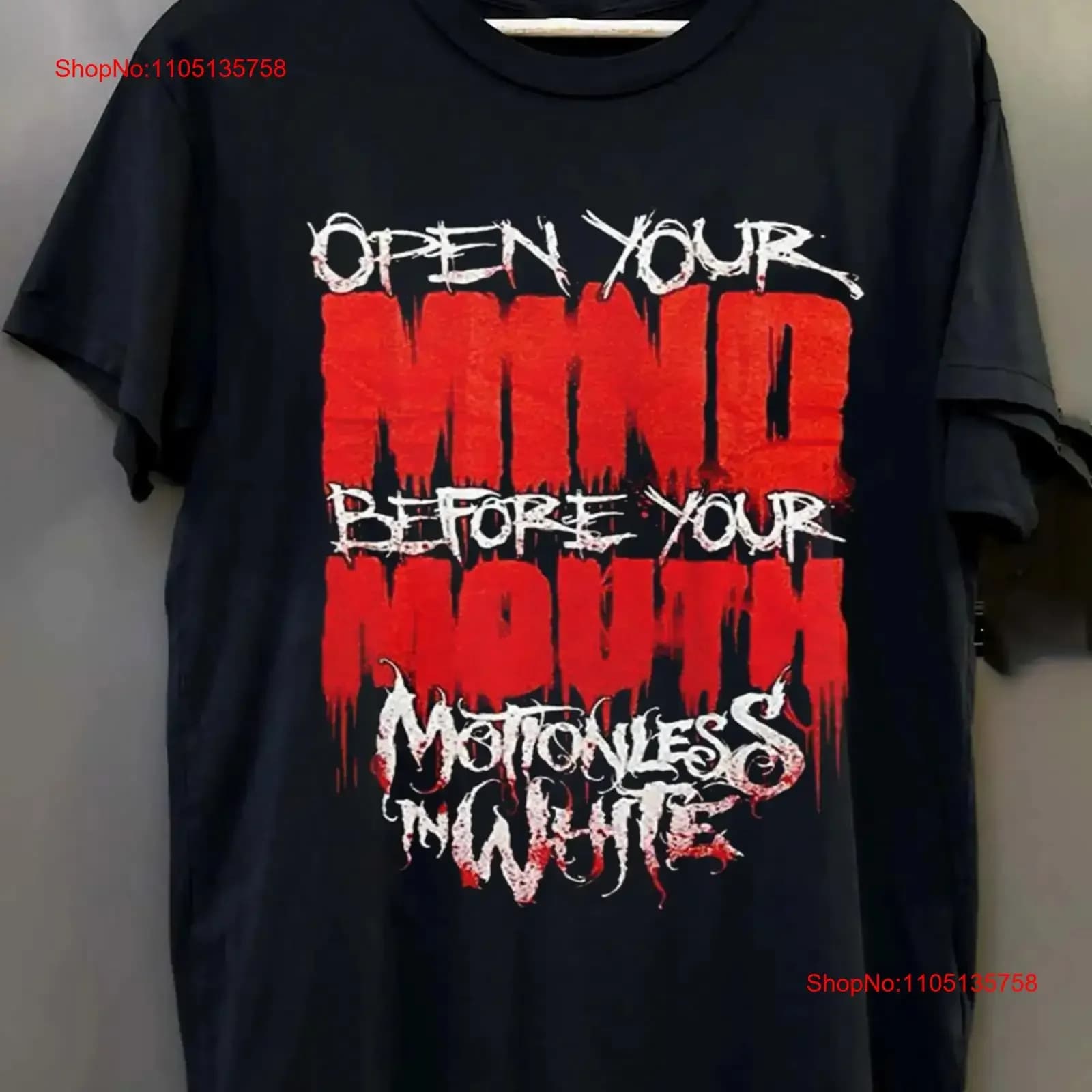 Motionless In White Band Open Your Mind Black T-shirt of all sizes VC2036 vintage washed, comfortable, breathable, casual