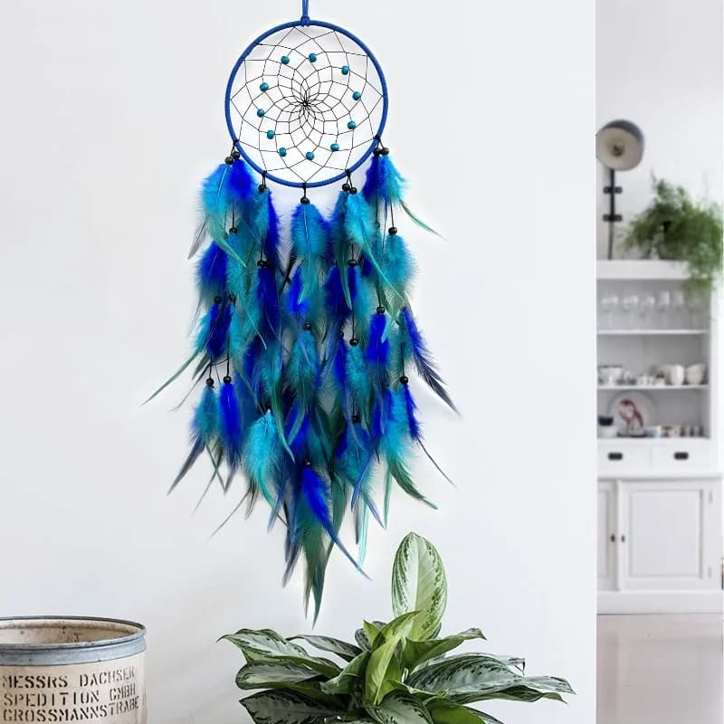 New design blue black dreamcatcher rainbow colorful beads light children's bedroom home decoration large
