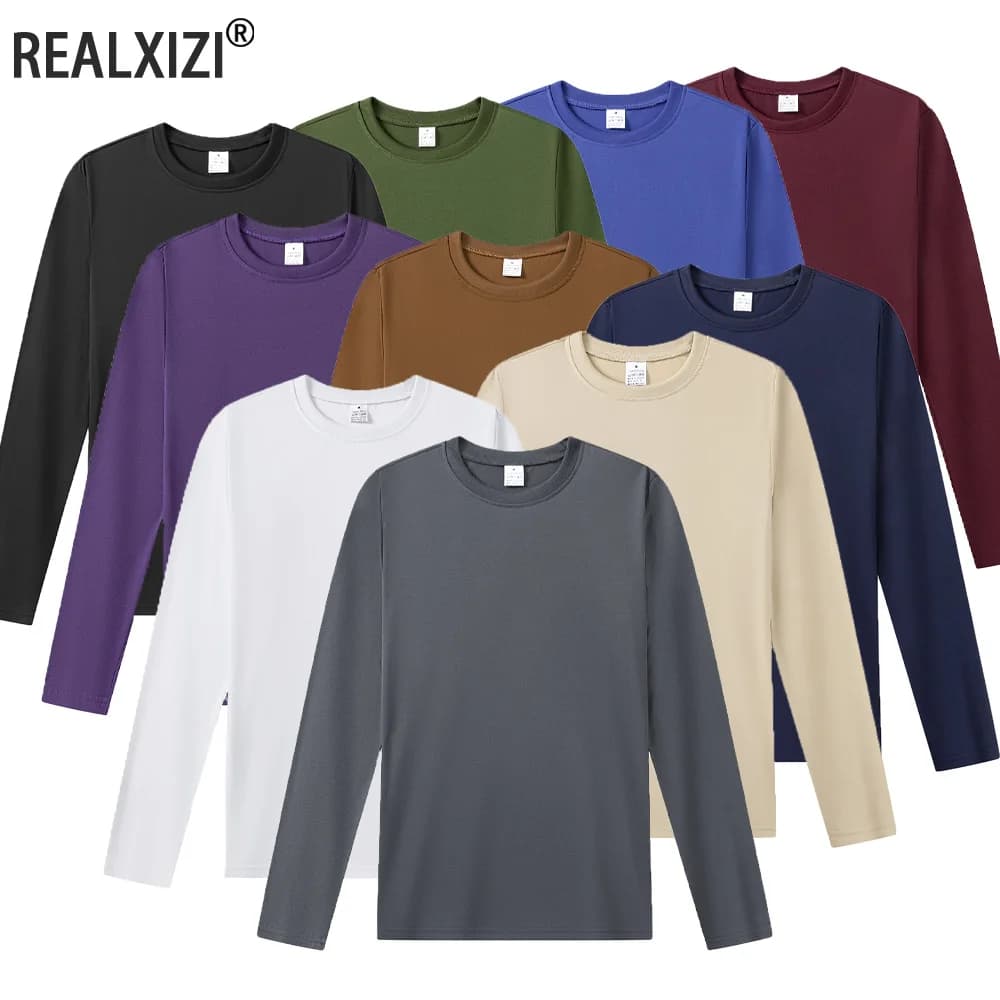 Spring Summer Men's Long Sleeve T Shirts Casual Round Neck Soft Tees Tops Men Sports Comfortable Versatile Basics T-shirts