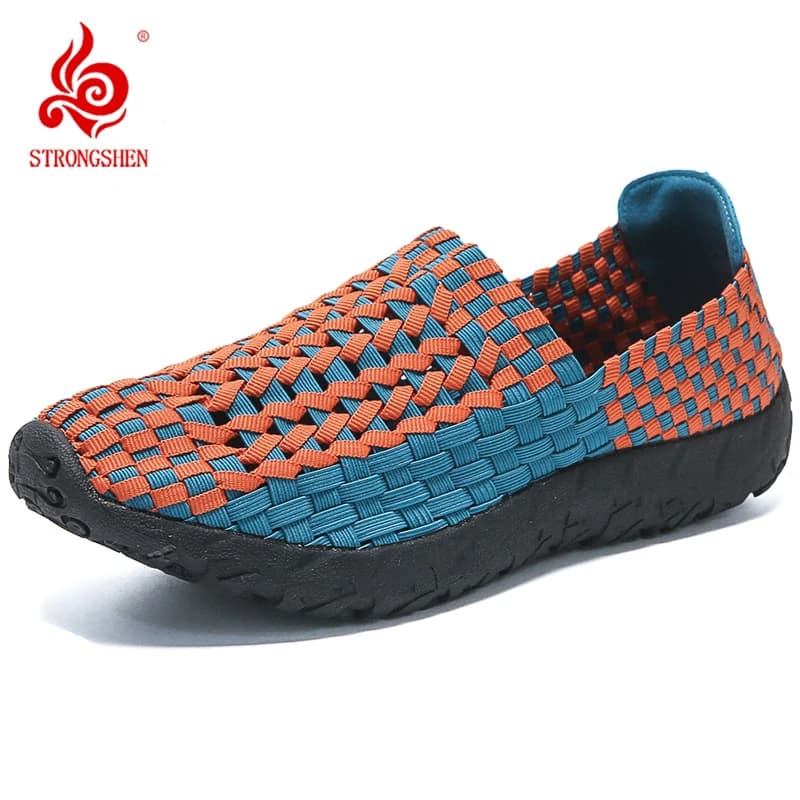 STRONGSHEN uomo Casual scarpe tessute fatte a mano moda estiva scarpe da passeggio traspiranti Slip-On calzature maschili mocassini Zapatos De Mujer