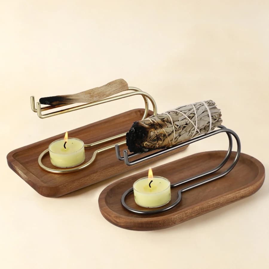 Peru Palo Santo Holder Smudge Stick Burner, White Sage Incense Candle Holder, Home Meditation Aromatherapy Decor Stand