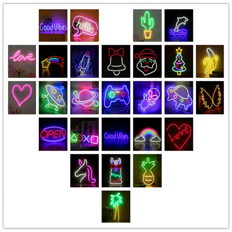 Luci al neon a LED Sorgenti di commerce elettroniche Caratteri luminosi Luce di pannello posteriore trasparente Segni pubblicitari Luce decorativa a LED