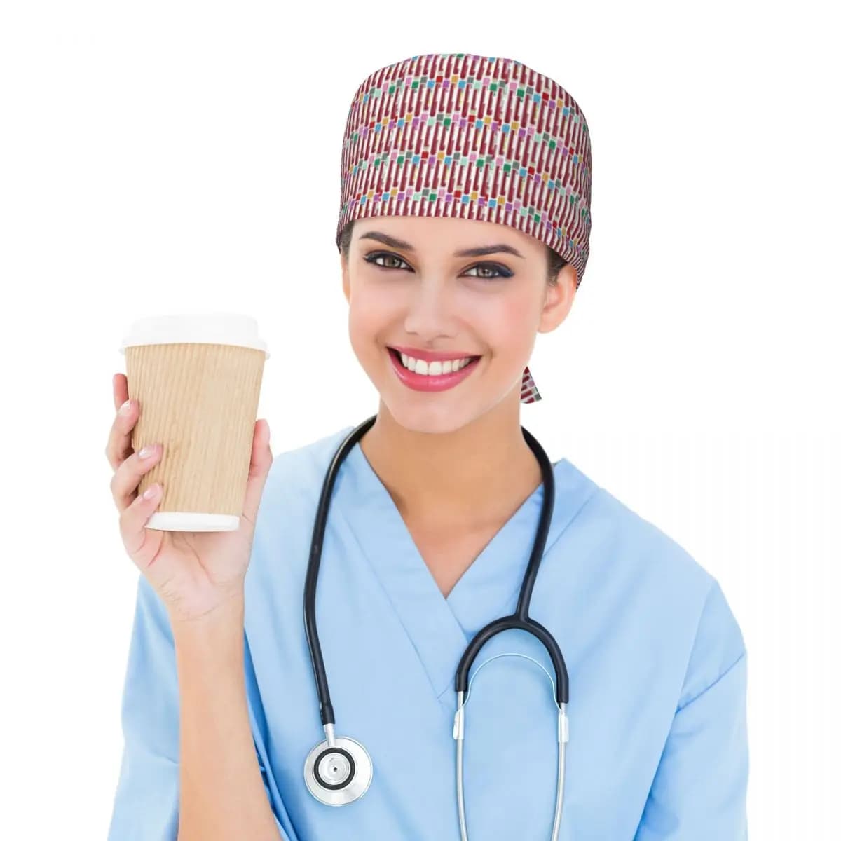 Phlebotomy Blood Tubes Scrub Hat Doctor Working Surgical Cap Men Women Adjustable Nursing Caps for Dentist