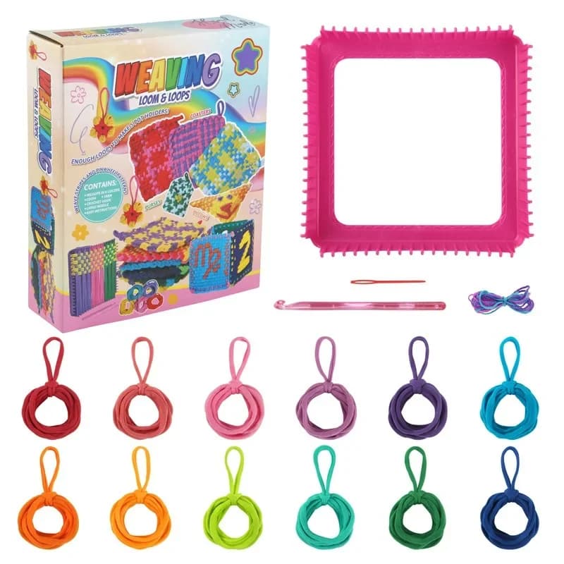 Weaving Loom Kit Toys for Kids and Adults Potholder Loops Crafts for Girls Ages 6-12 Pot Holder Knitting Set Make 6 Masterpieces