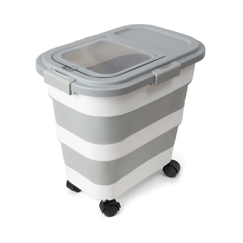 A53Q-Food Storage Container 1PCS Pet Food Container Dog Food With Drying Box Spinny Wheels Spinner