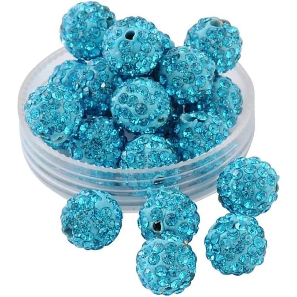 100pcs 10mm Pave Disco Ball Charms Polymer Clay Rhinestone Charms 6 Rows Rhinestone Bling Disco Pendants 1.5mm Hole Sparkle Clay