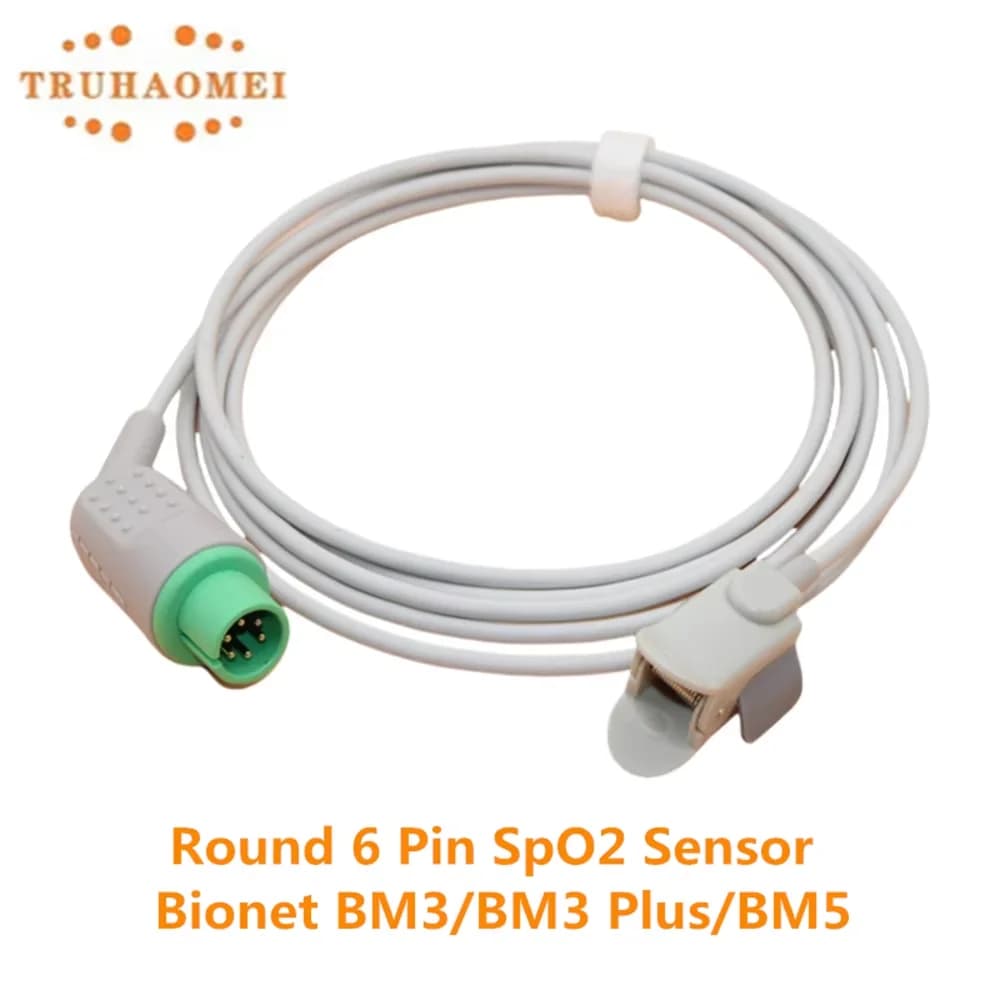 Reusable SpO2 sensor 6 pin compatible Bionet Round Pulse Oximeter Probe for heart rate Adults