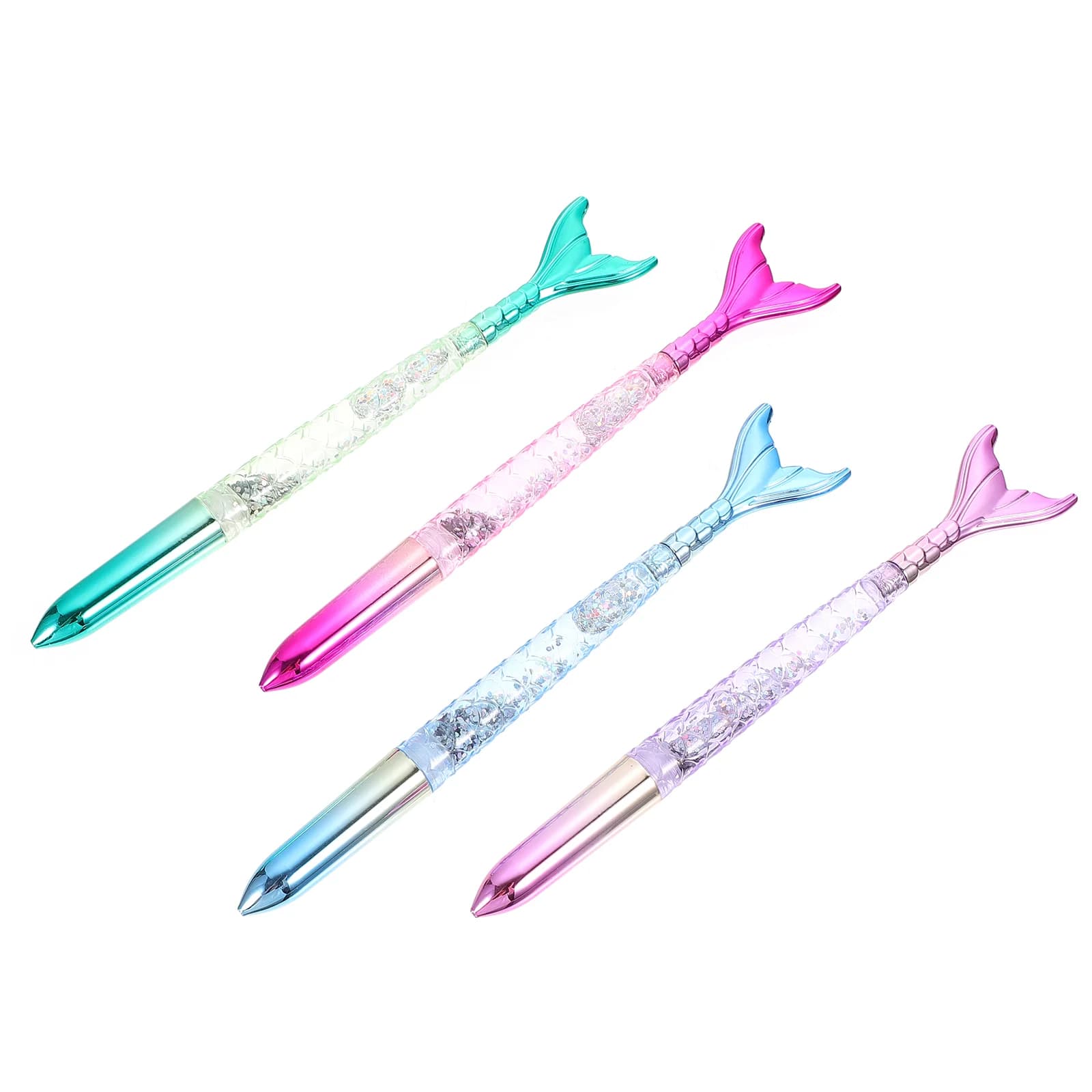 4 pezzi di penne per cartoni animati sirena a sfera Glitter Gel inchiostro cancelleria per studenti coda di pesce per bambini