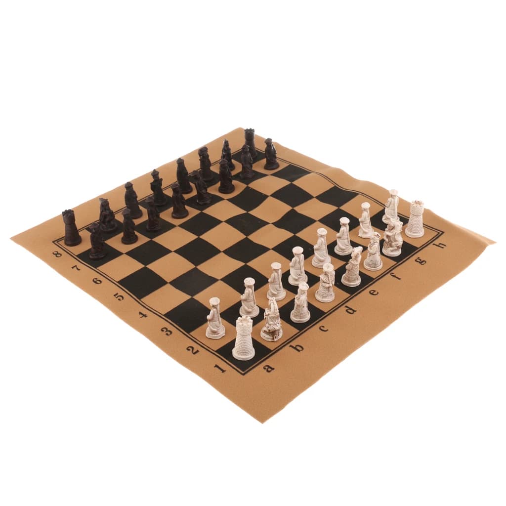 Set di Scacchi Cinesi Antichi a Tema con Soldati in Resina, Scacchiera Vintage da Collezione per Serate di Gioco in Famiglia