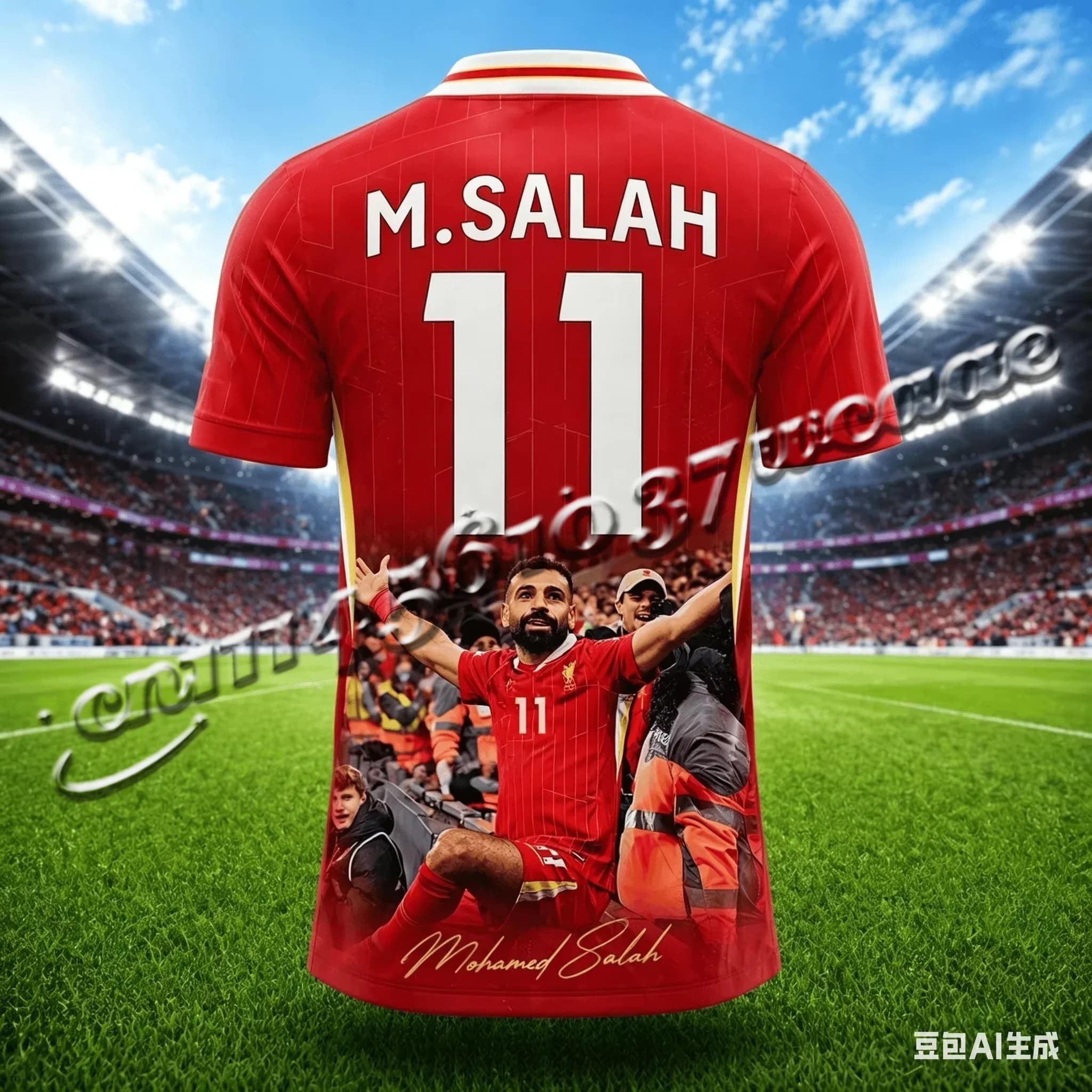 Maglia da Calcio M.SALAH Estiva con Design 3D, T-shirt Sportiva ad Asciugatura Rapida e Traspirante, Adatta per Allenamento e Abbinamento Familiare