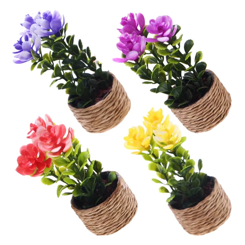 4 Pieces Mini Artificial Plants Realistic, Fin Succulent for Decoration Office and Home, Home Accessories