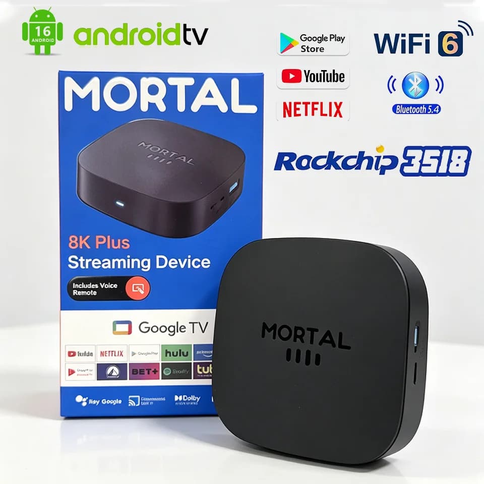 New T1+ 8K HD TV Box Android 16.0 RK3518 Quad Core 8GB RAM 128GB ROM Dual Wifi 2.4G/5.8G Multimedia Reader for Home Theater