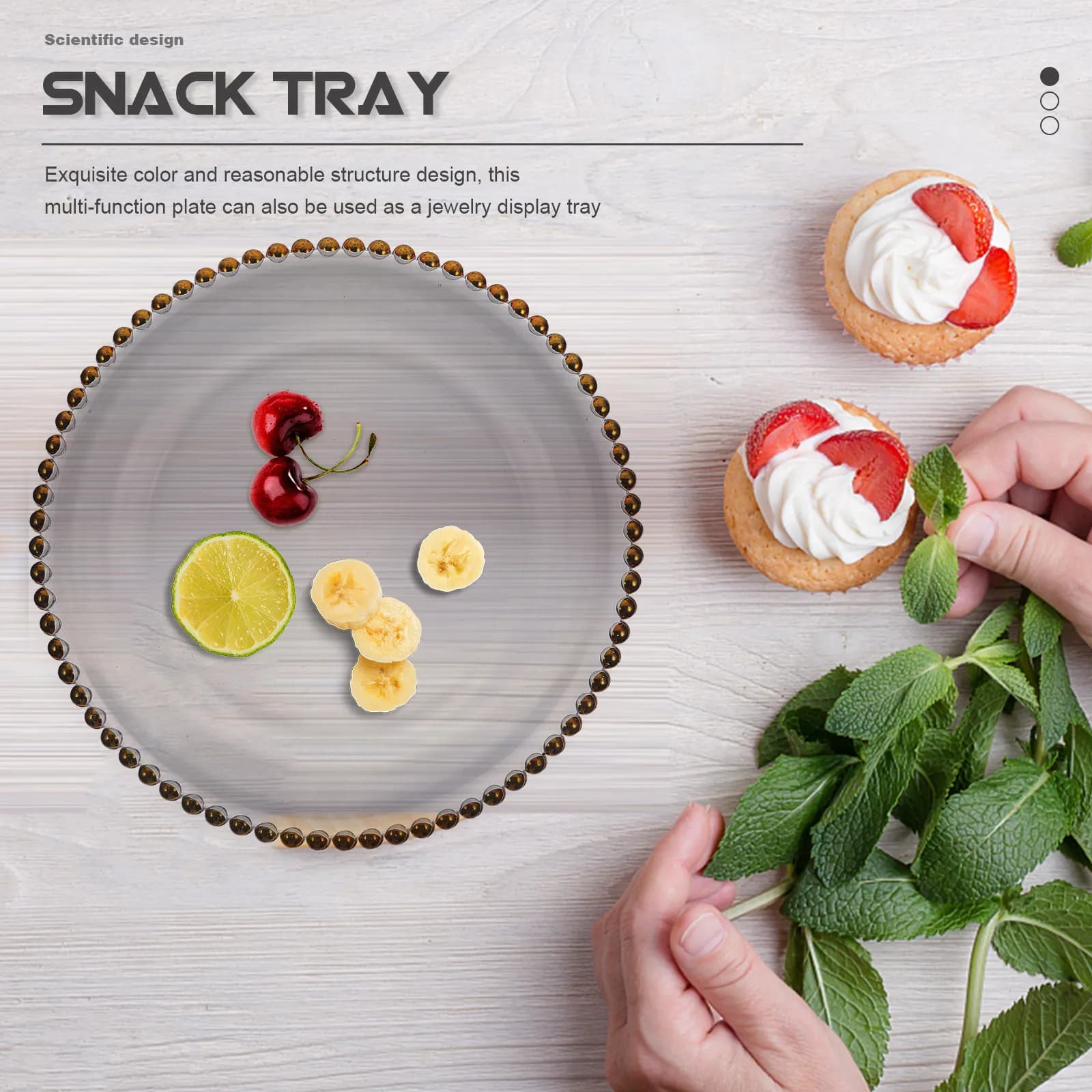 Glass Snack Tray for Candies Dried Fruit Chocolate Jewelry Display Round Clear Serving Dish Household Decorative Food Tray