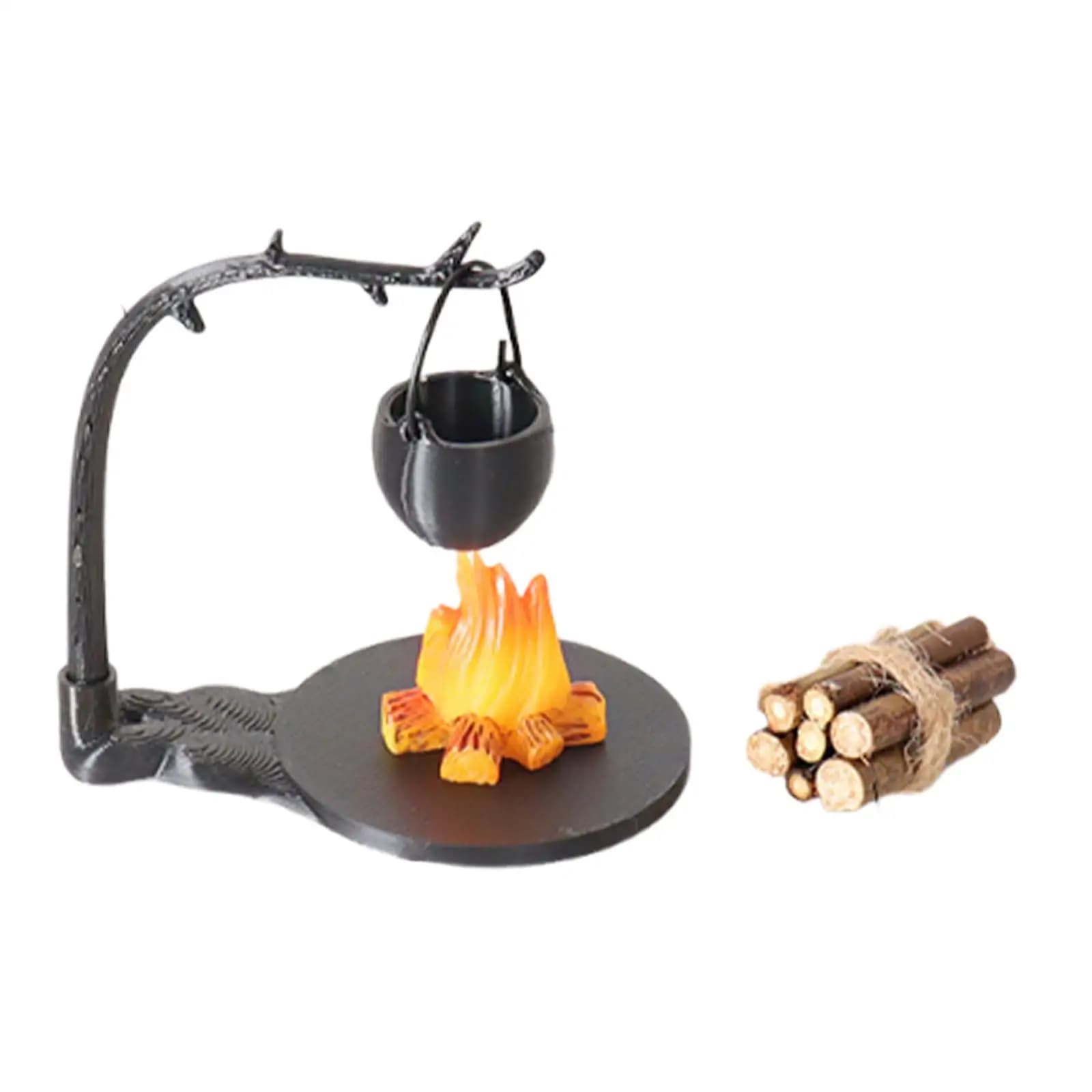 4 Pieces 1/12 Dollhouse Campfire Life Scene Decor Mini Camping Kit for Building Sand Table Model Train DIY Projects Fairy Garden