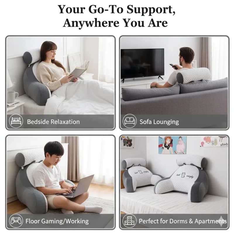 Bed Head Bearing with Ice Beans Soft Bag Back Pillow Large Backrest Bearing Ins Girl Sleep Sofa Life Protection Bed Head Bearing
