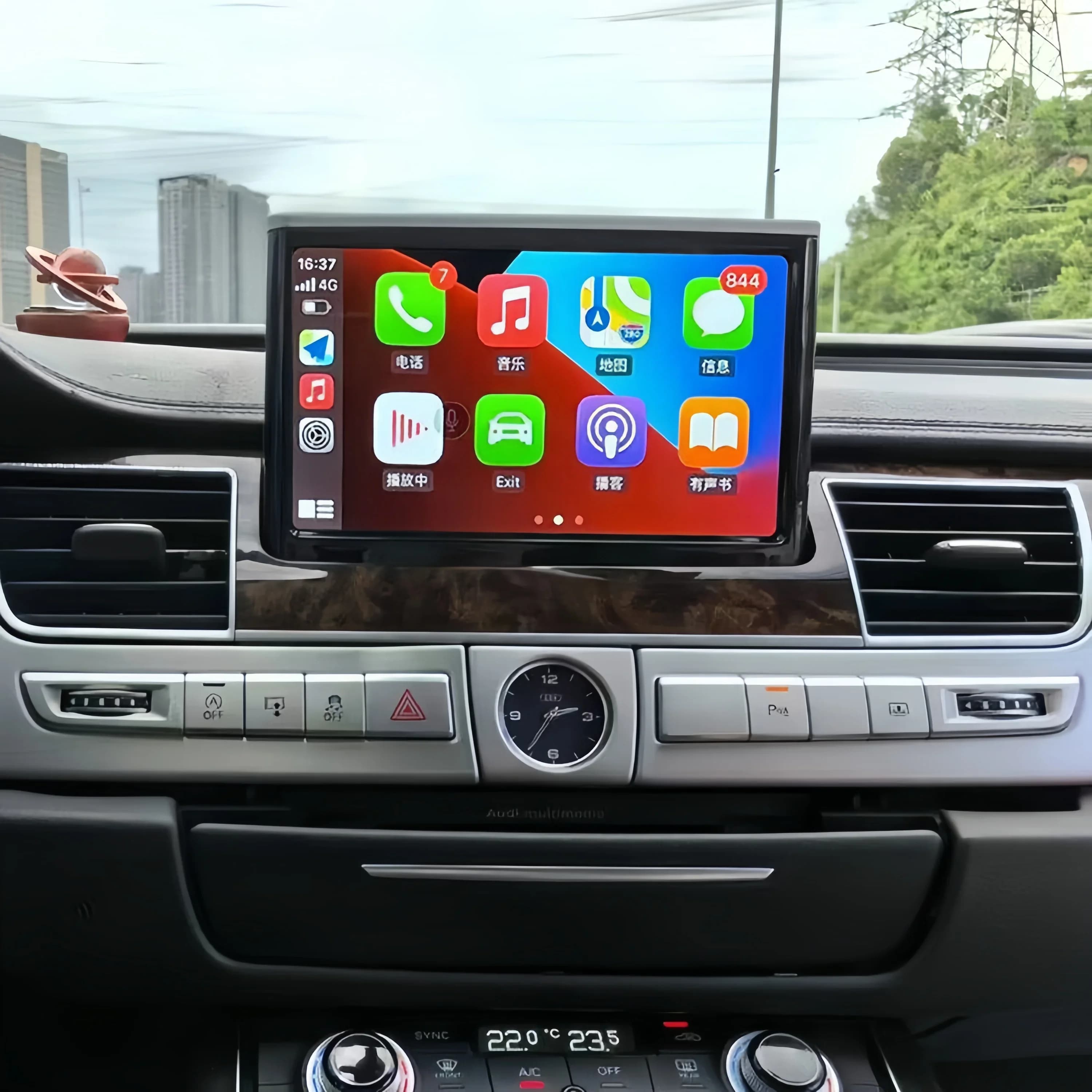 Schermo Touchscreen Wireless CarPlay da 12,3 Pollici con Blu-ray per Audi A8 S8 D4 2004-2011, Android Auto, Navigazione GPS a Schermo Intero