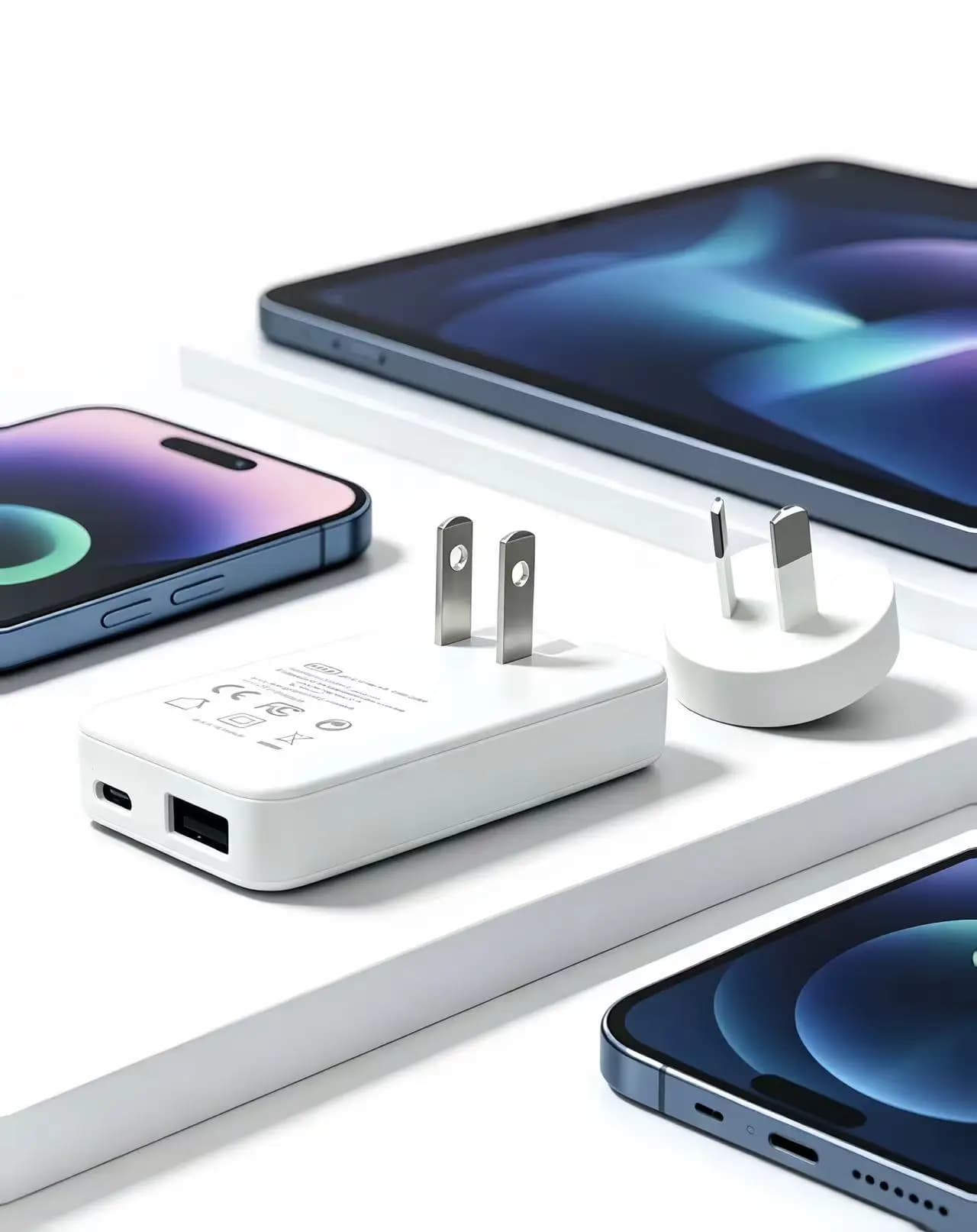 65W GaN Fast Charger AU Plug Ultra Thin PD USB-C Dual Port Travel Adapter for iPhone Xiaomi Huawei Samsung iPad Laptop