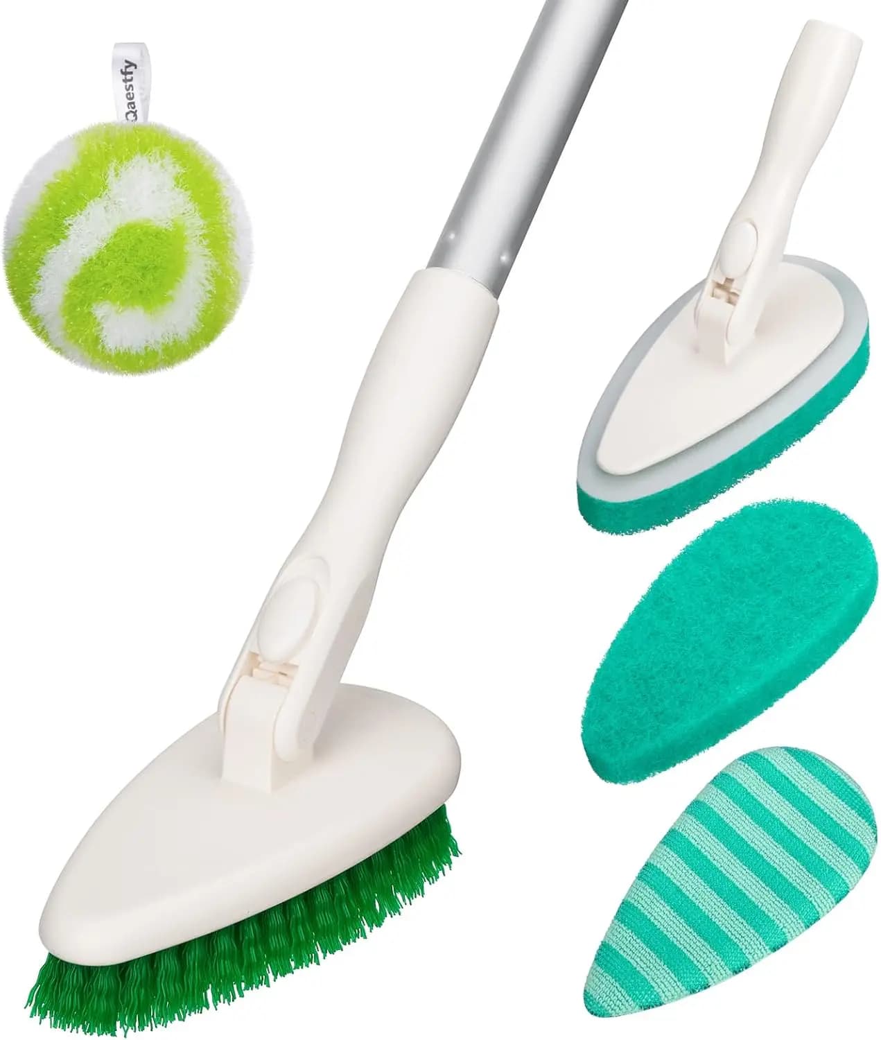4-in-1 basin cleaning brush – bathroom cleaning brush with double bristle (soft and rigid) scratch-resistant for tubs, tiles and surfaces