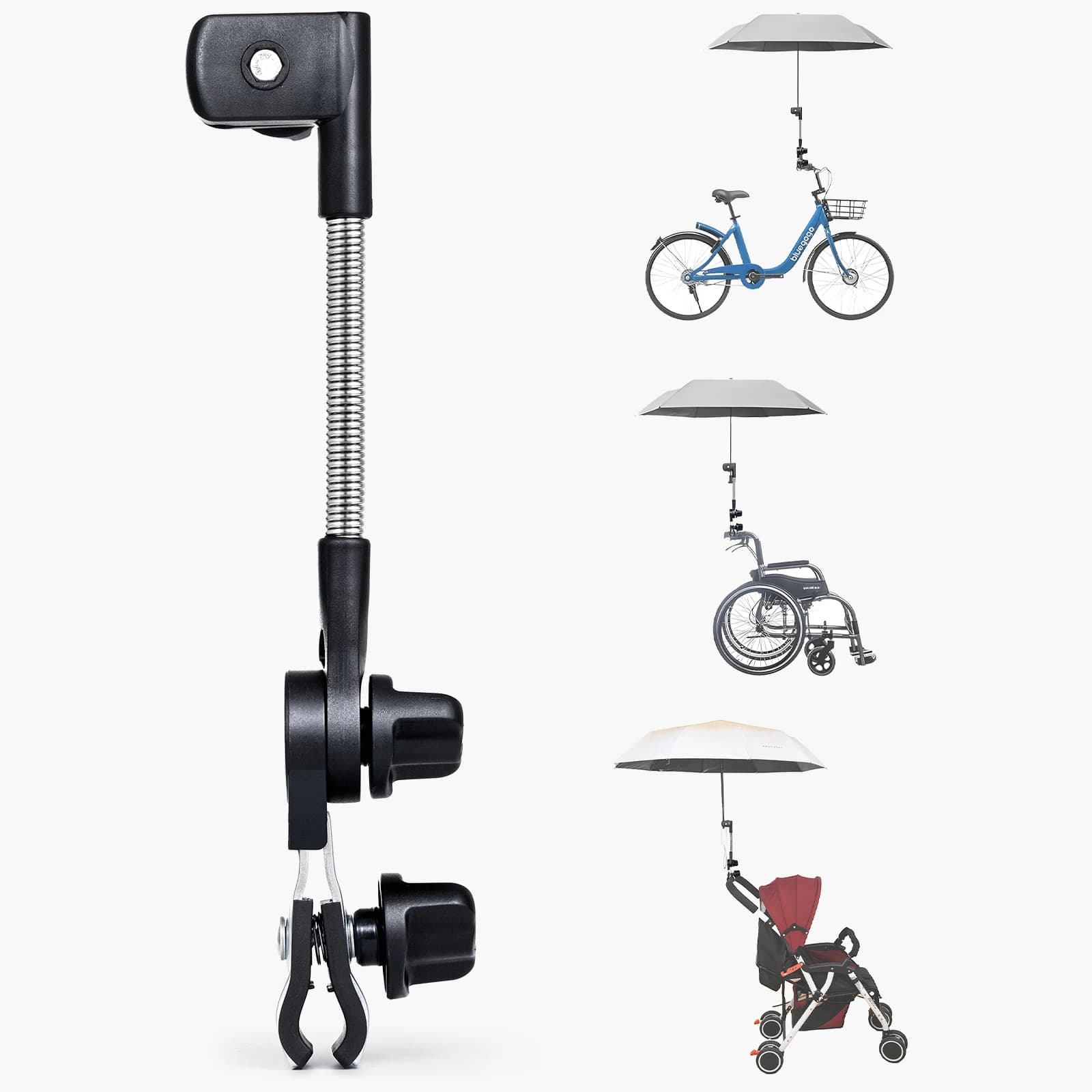 Eary Supporto per ombrellone regolabile Supporto per passeggino Accessorio per ombrellone Ombrello pieghevole Protezione solare UV Antipioggia