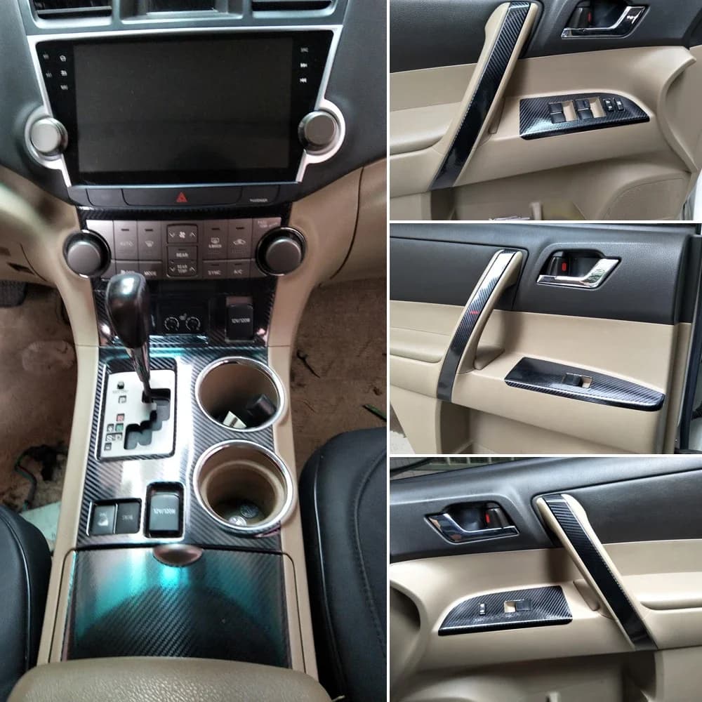 Per Toyota Highlander 2009-2014 Interni Pannello di Controllo Centrale Maniglia Della Porta 5DC Adesivi In Fibra di Carbonio Decalcomanie Car styling Accessorie