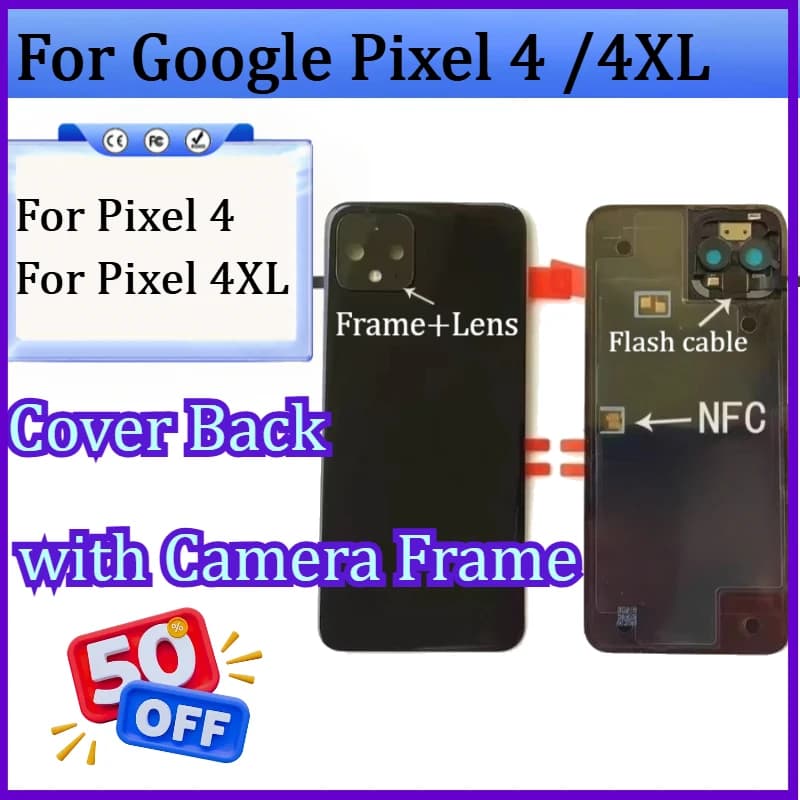 Cover posteriore per batteria Google Pixel 4, custodia posteriore per Google Pixel 4XL con telaio per fotocamera
