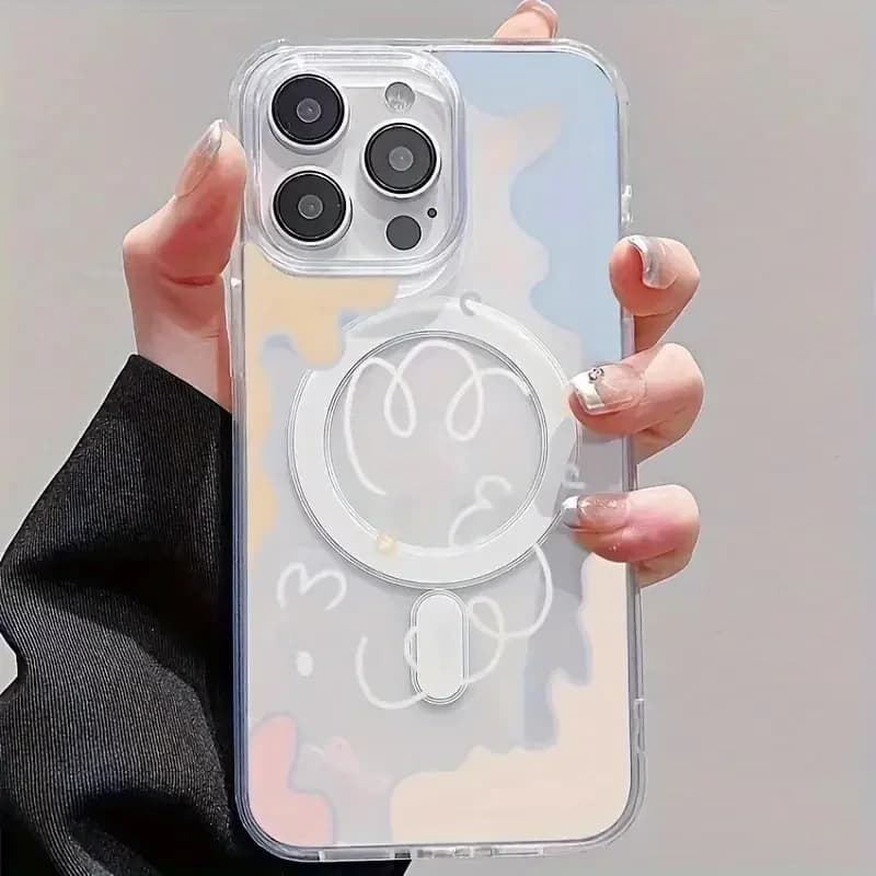 Cover Antiurto per iPhone con Design Color Block, Linee Nuvolose e Graffiti, Compatibile con MagSafe, per iPhone 17 AIR 16 E 15 PLUS 14 13 MINI 12 11 PRO MAX