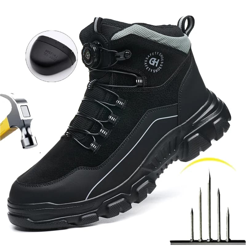 Scarpe Antinfortunistiche da Uomo con Punta in Acciaio, Indistruttibili, Antiurto, Nere, Antiscivolo, per Escursionismo e Lavoro