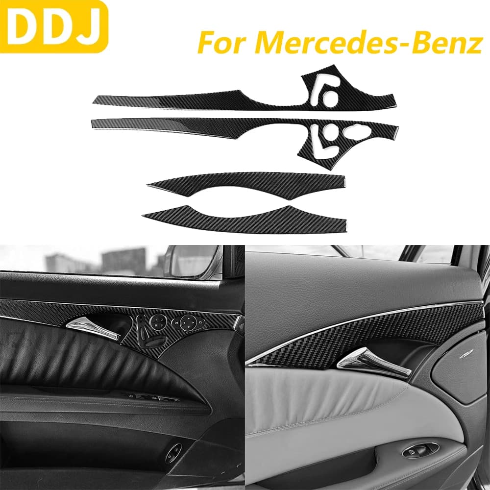 For Mercedes-Benz E Class W211 2003-2009 Carbon Fiber Front Rear Cover Panel Trim Set Accessories Auto Adhesive Decoration
