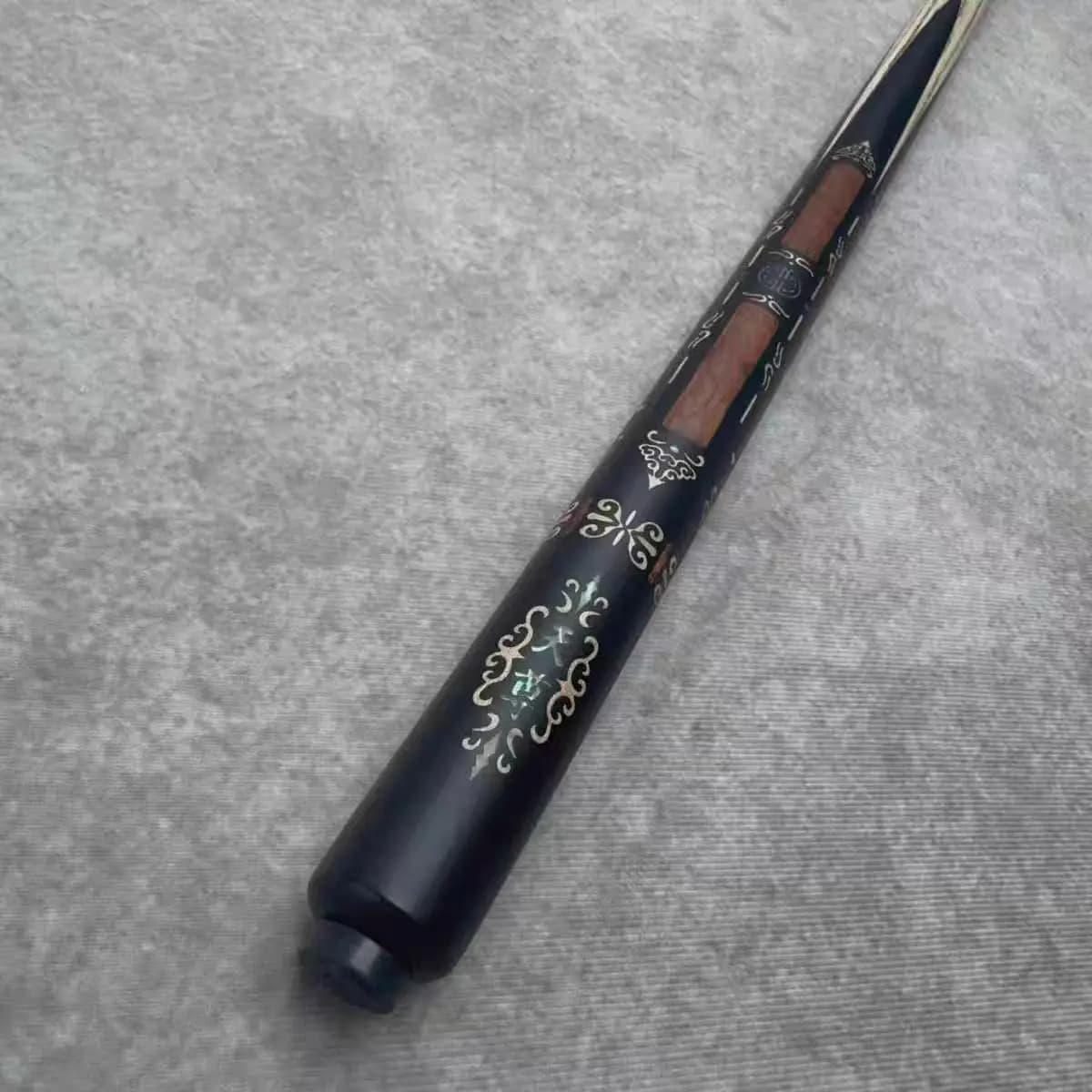 Handcrafted Inlaid Pattern Snooker Billiard Cue,Black Wooden Professional Pool Cue Stick With Exquisite Carved Decor For