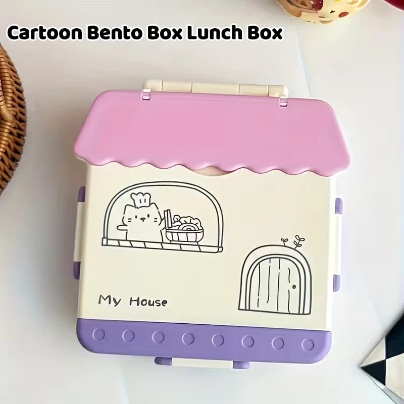 Lunchbox per adulti con 4 scomparti, cassaforte per microonde, a prova di perdite, include posate (cucchiaio, forchetta), posate portatili