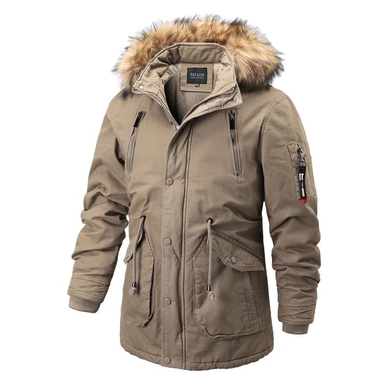 2025 Winter Man Plush Jacket Thicken Fleece Long Sleeve Male Outerwear Vintage Pocket Mid Length Loose Fur Hooded Men Coat