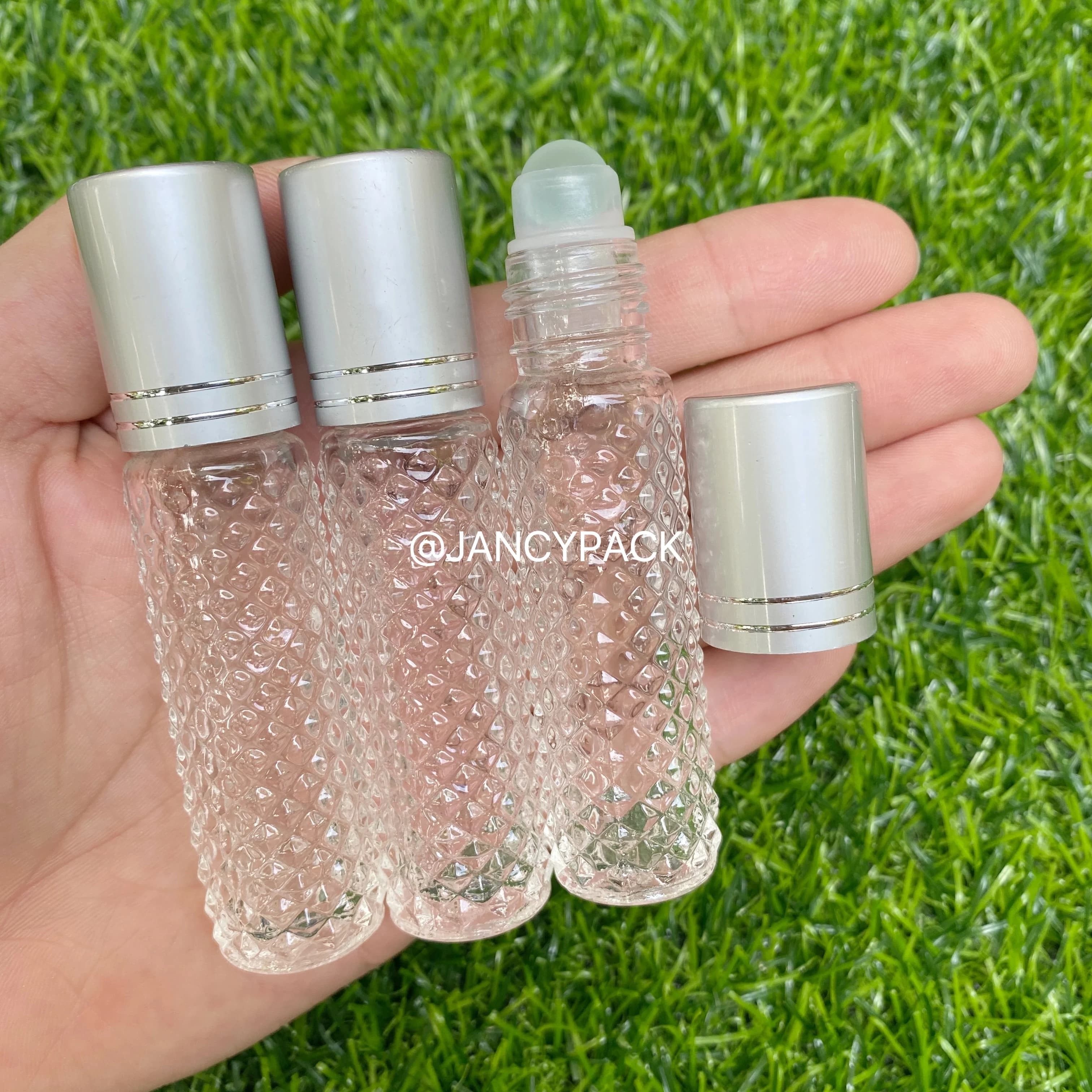 Bottiglie a rullo in vetro da 10 ml per oli essenziali con sfera a rullo in plastica Bottiglia trasparente riutilizzabile Contenitori per rotolo di massaggio a prova di perdite
