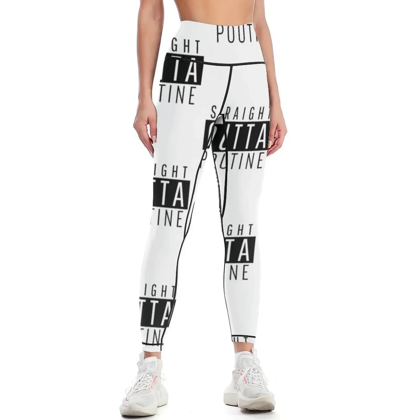 STRAIGHT OUTTA POUTINE Leggings sportivi da donna per la palestra, per lo sport femminile, push up, fitness, leggings da donna