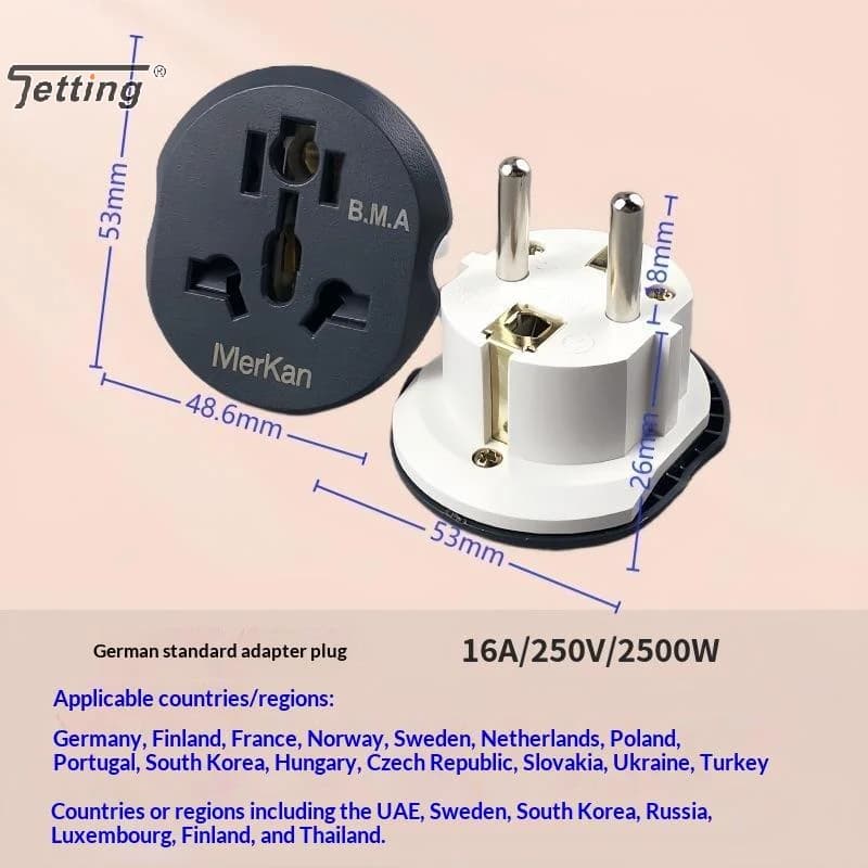 16A Universal EU Travel Adapter Euro Converter UK US AU To EU AC Power Socket Plug Travel Charger Adapter Converter 250V